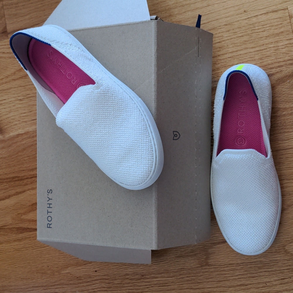 NIB Rothy's White Terry Sneakers 6.5